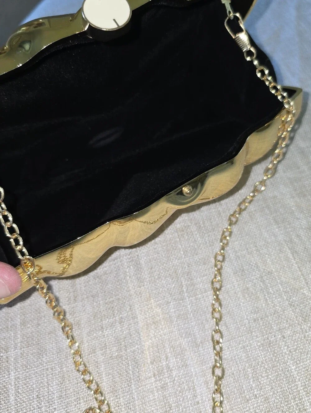 Fashion Acrylic Gold Scrunch Handbag Reflective Metallic Shoulder Purse